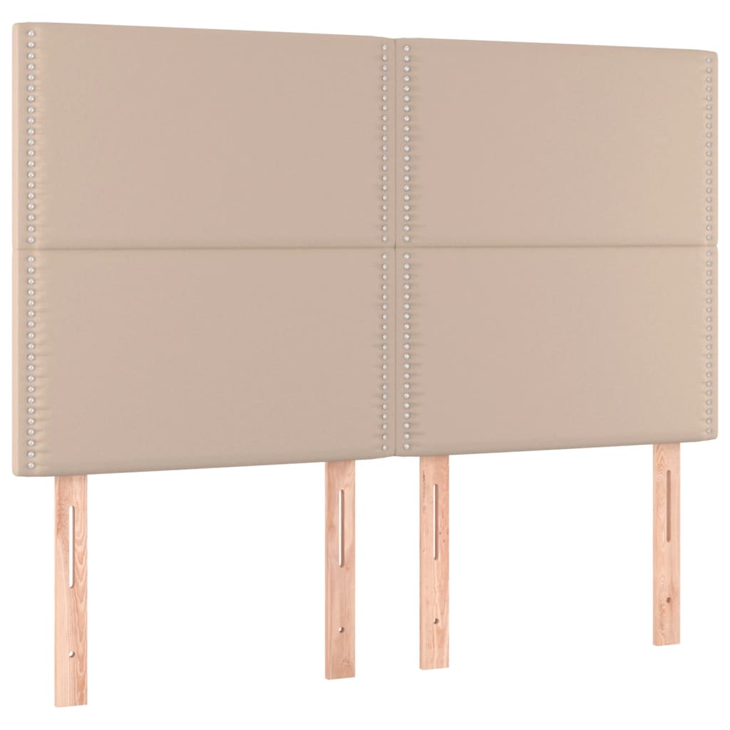 Pat box spring cu saltea, cappuccino, 140x190cm piele ecologică