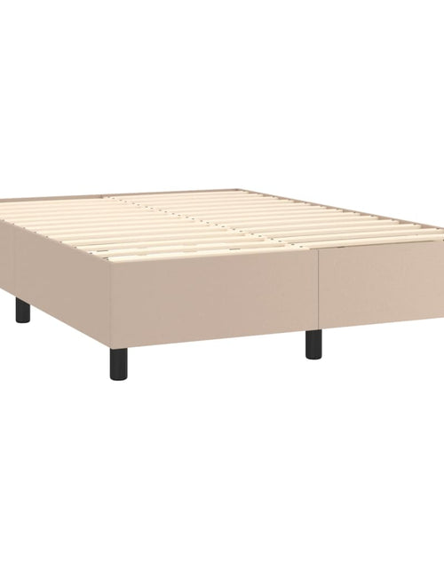 Загрузите изображение в средство просмотра галереи, Pat box spring cu saltea, cappuccino, 140x200cm piele ecologică
