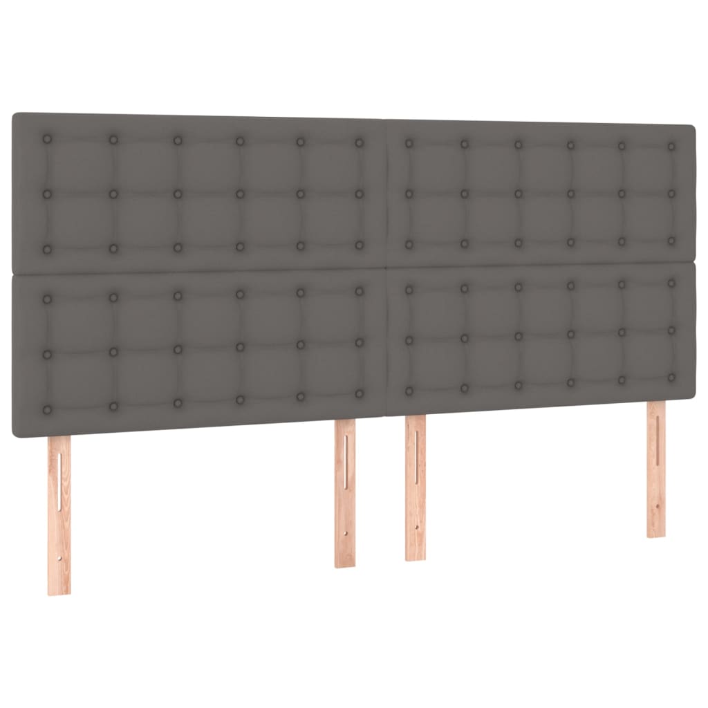 Pat box spring cu saltea, gri, 200x200 cm, piele ecologică