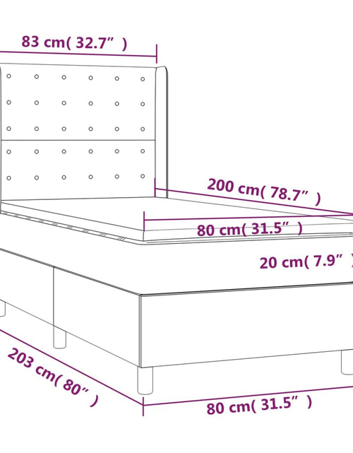 Загрузите изображение в средство просмотра галереи, Pat box spring cu saltea, gri, 80x200 cm, piele ecologică
