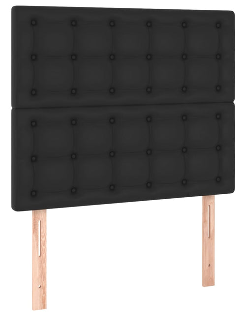 Загрузите изображение в средство просмотра галереи, Pat box spring cu saltea, negru, 90x190 cm, piele ecologică
