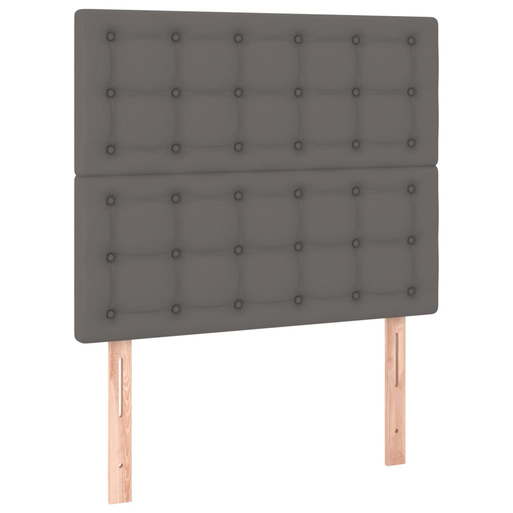 Pat box spring cu saltea, gri, 90x190 cm, piele ecologică