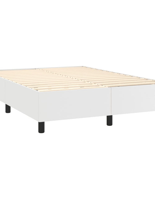 Încărcați imaginea în vizualizatorul Galerie, Pat box spring cu saltea, alb, 140x200 cm, piele ecologică
