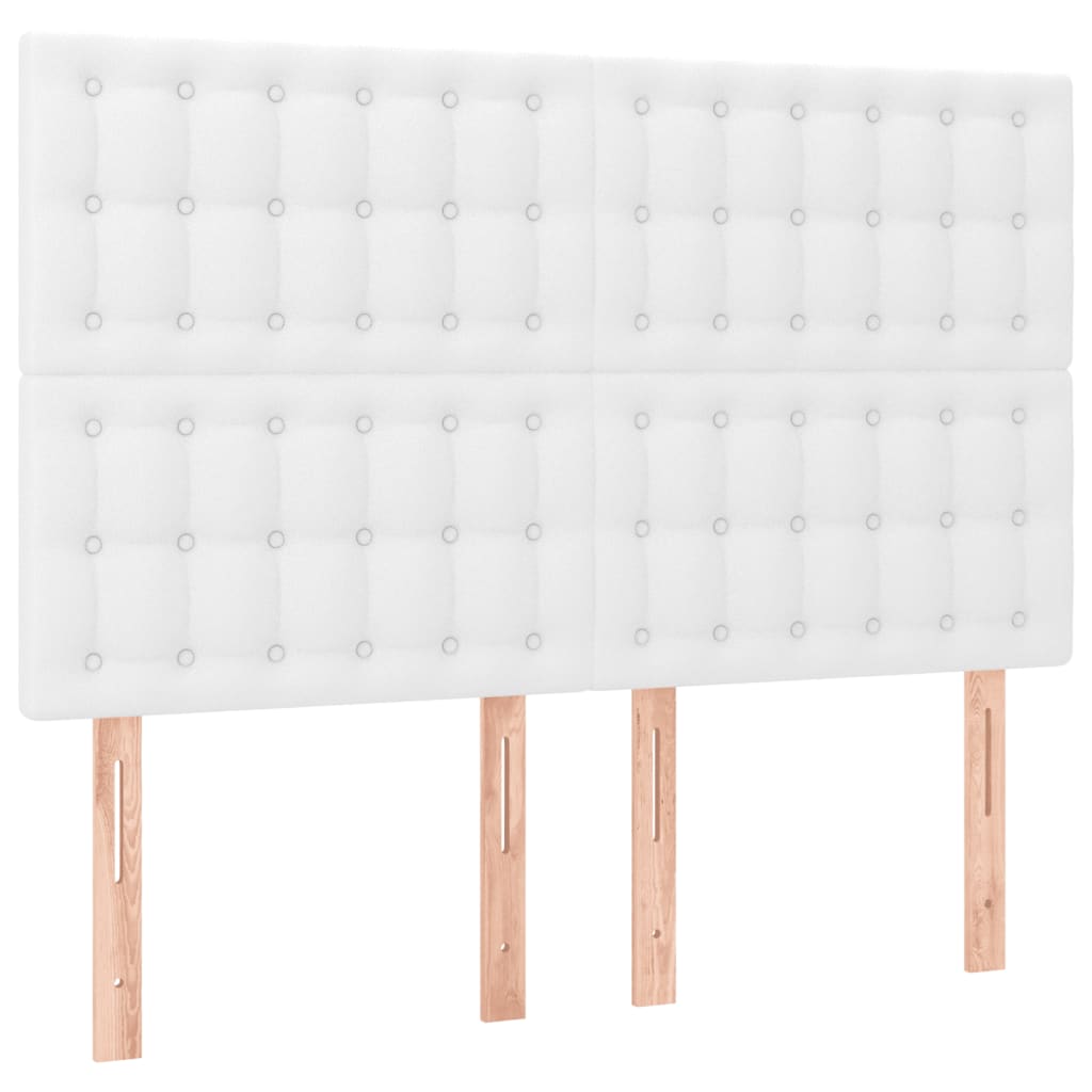 Pat box spring cu saltea, alb, 140x200 cm, piele ecologică