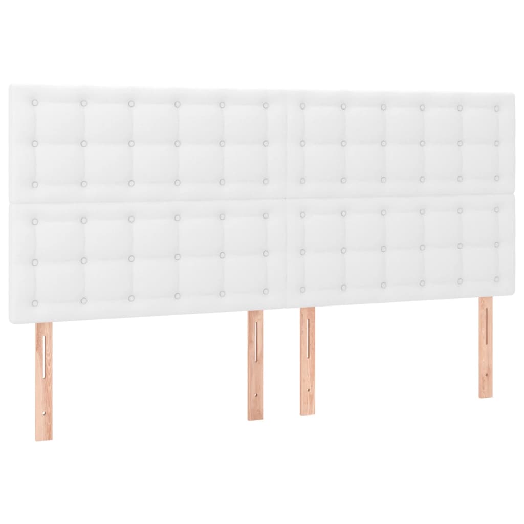 Pat box spring cu saltea, alb, 200x200 cm, piele ecologică