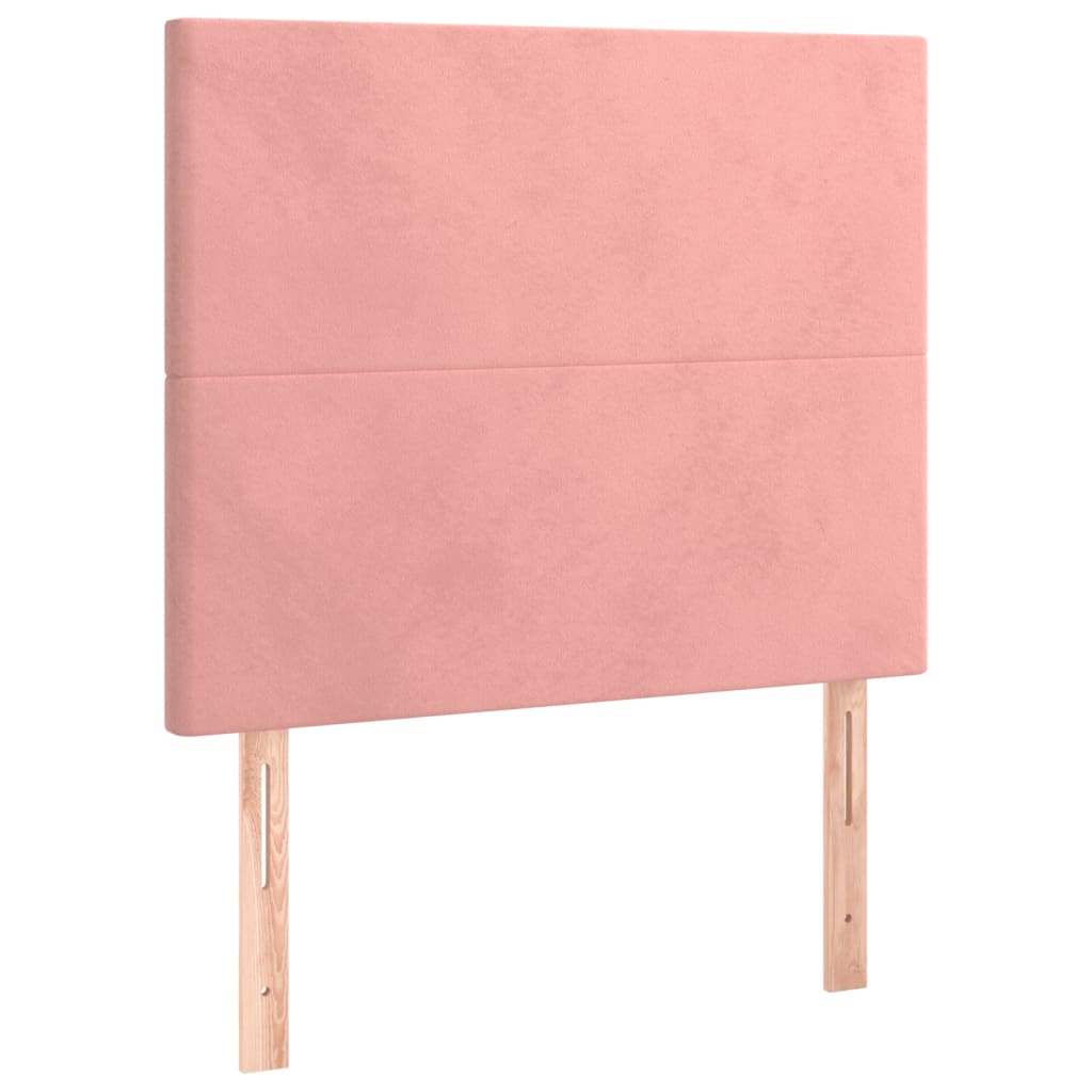 Pat box spring cu saltea, roz, 90x190 cm, catifea