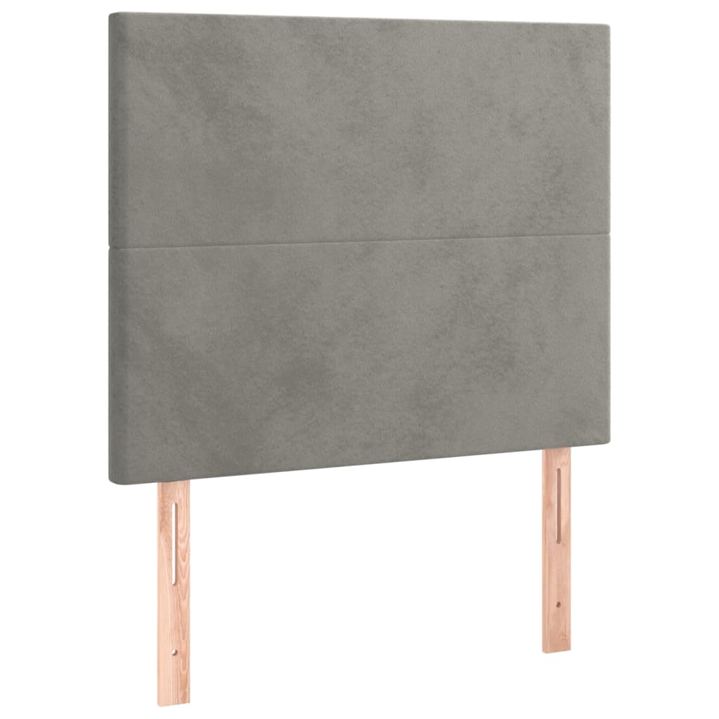 Pat box spring cu saltea, gri deschis, 100x200 cm, catifea