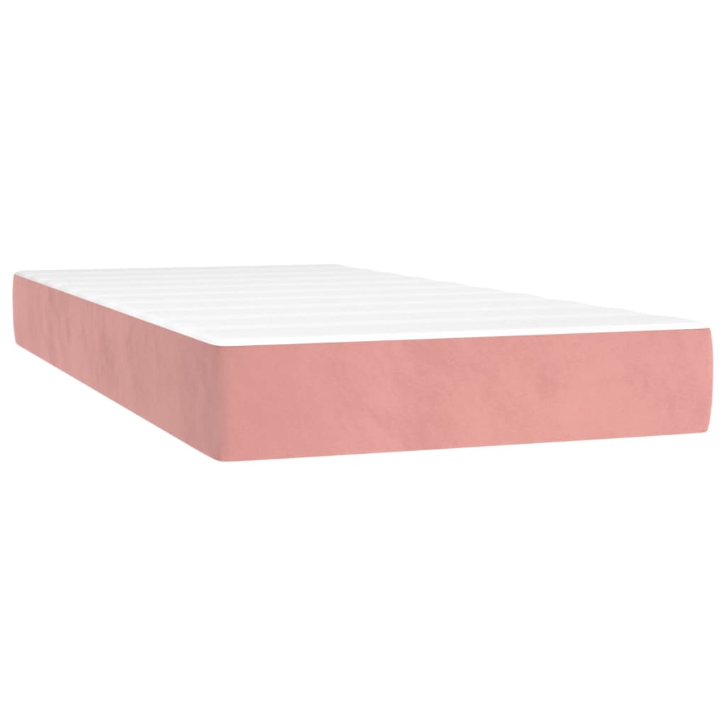 Pat box spring cu saltea, roz, 100x200 cm, catifea