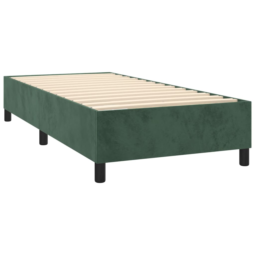 Pat box spring cu saltea, verde închis, 80x200 cm, catifea