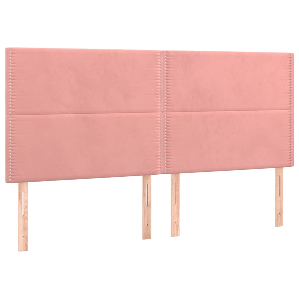 Pat box spring cu saltea, roz, 80x200 cm, catifea