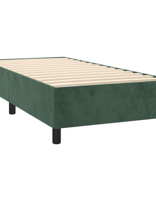 Загрузите изображение в средство просмотра галереи, Pat box spring cu saltea, verde închis, 90x200 cm, catifea
