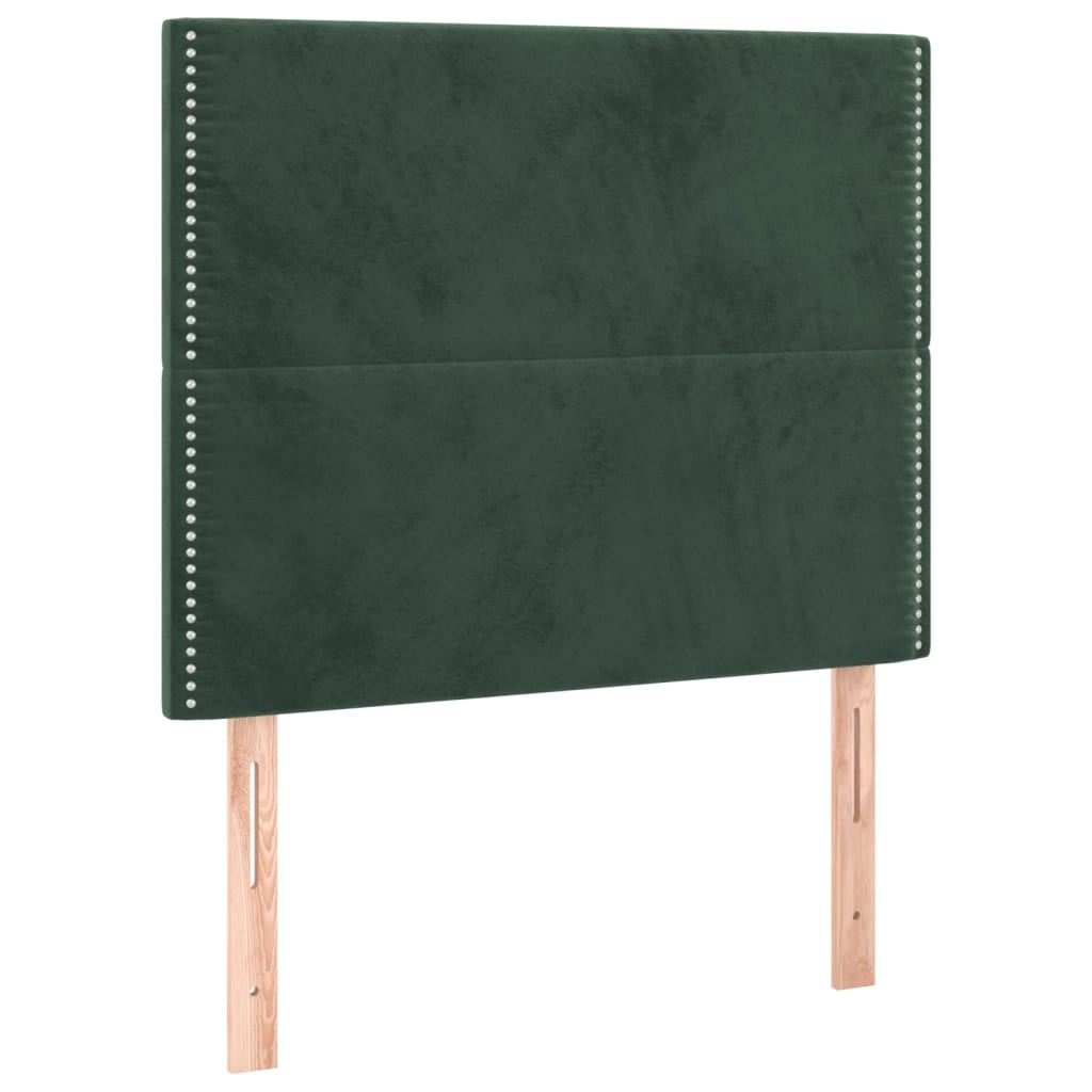 Pat box spring cu saltea, verde închis, 90x200 cm, catifea