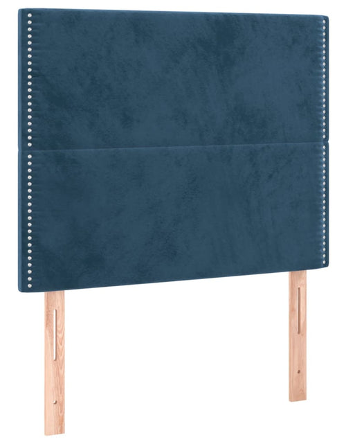 Încărcați imaginea în vizualizatorul Galerie, Pat box spring cu saltea, albastru închis, 100x200 cm, catifea

