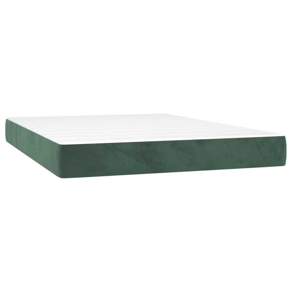 Pat box spring cu saltea, verde închis, 140x200 cm, catifea