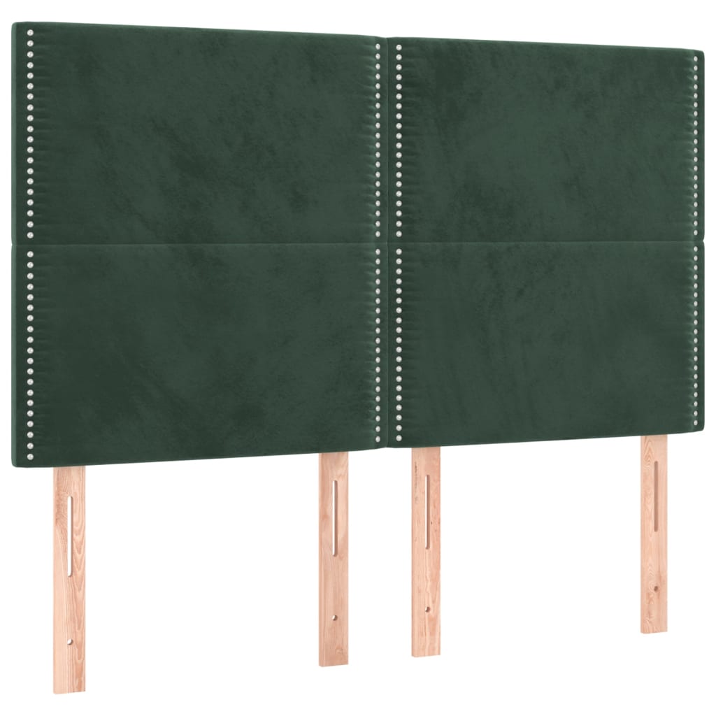 Pat box spring cu saltea, verde închis, 140x200 cm, catifea