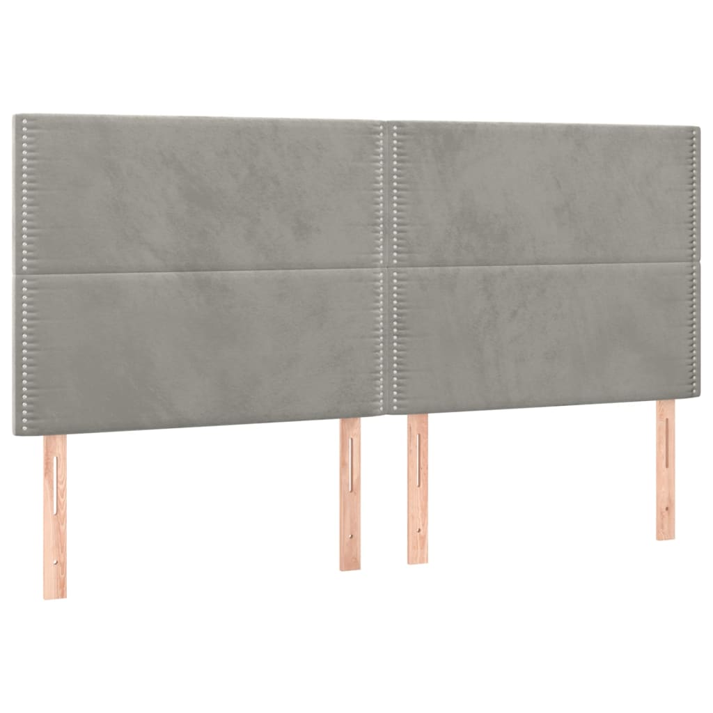 Pat box spring cu saltea, gri deschis, 180x200 cm, catifea