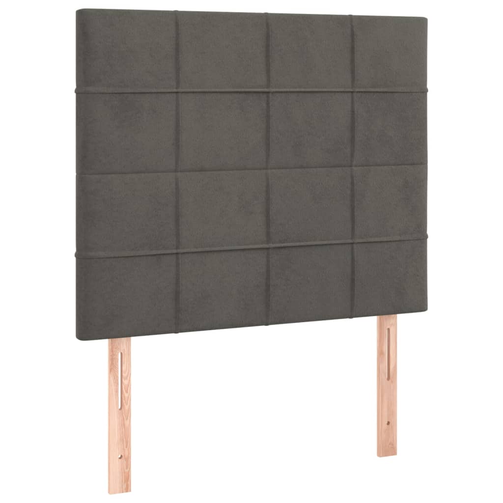 Pat box spring cu saltea, gri închis, 100x200 cm, catifea