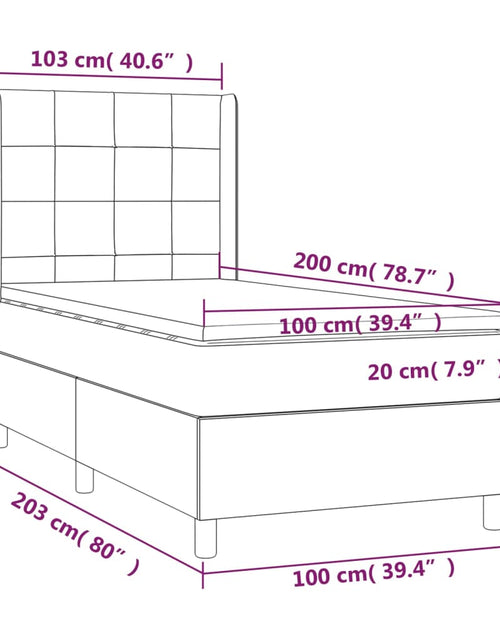 Încărcați imaginea în vizualizatorul Galerie, Pat box spring cu saltea, gri închis, 100x200 cm, catifea
