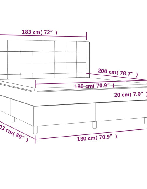 Загрузите изображение в средство просмотра галереи, Pat box spring cu saltea, gri deschis, 180x200 cm, catifea
