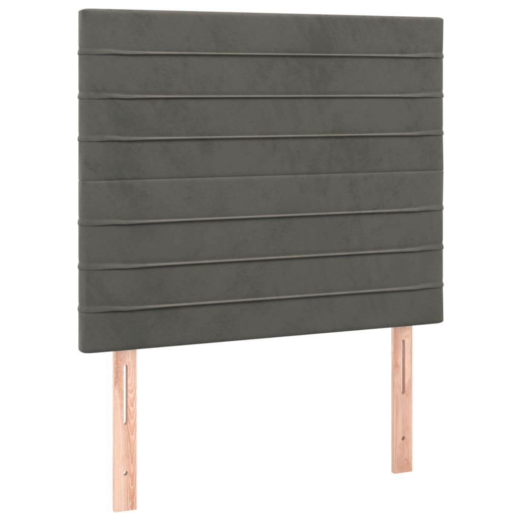 Pat box spring cu saltea, gri închis, 80x200 cm, catifea