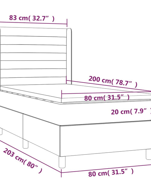 Загрузите изображение в средство просмотра галереи, Pat box spring cu saltea, gri închis, 80x200 cm, catifea
