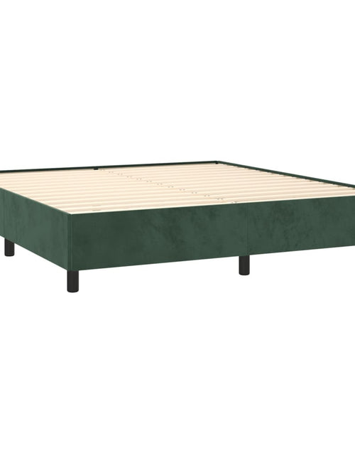 Загрузите изображение в средство просмотра галереи, Pat box spring cu saltea, verde închis, 160x200 cm, catifea
