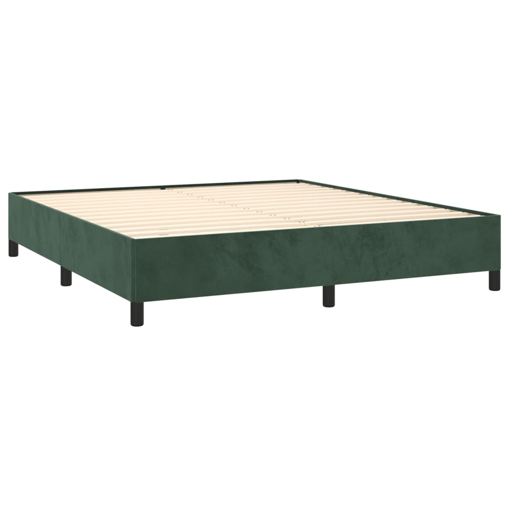 Pat box spring cu saltea, verde închis, 160x200 cm, catifea