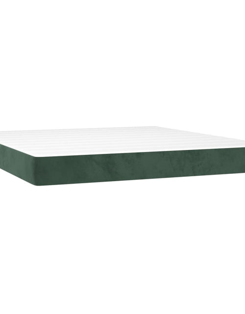 Загрузите изображение в средство просмотра галереи, Pat box spring cu saltea, verde închis, 160x200 cm, catifea
