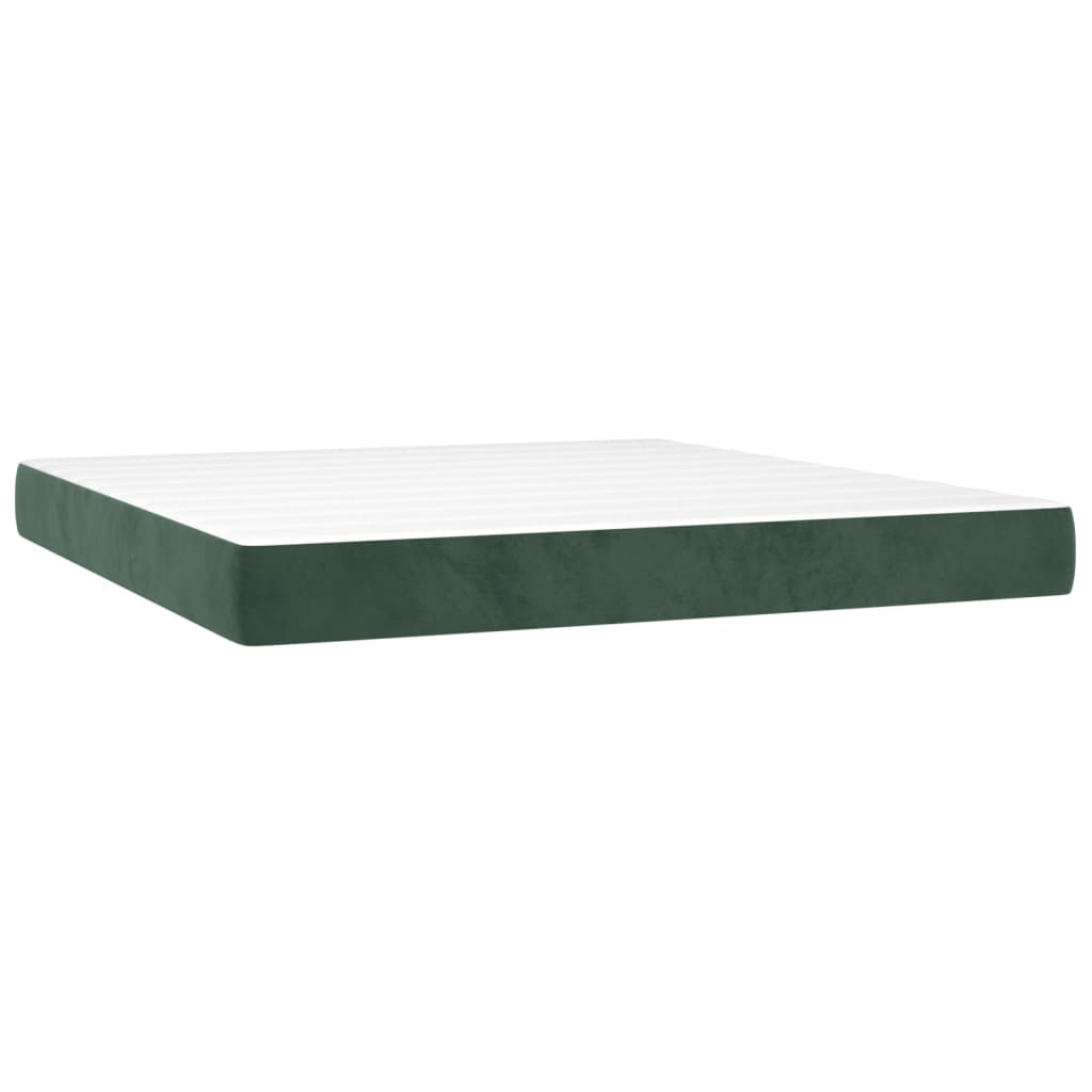 Pat box spring cu saltea, verde închis, 160x200 cm, catifea