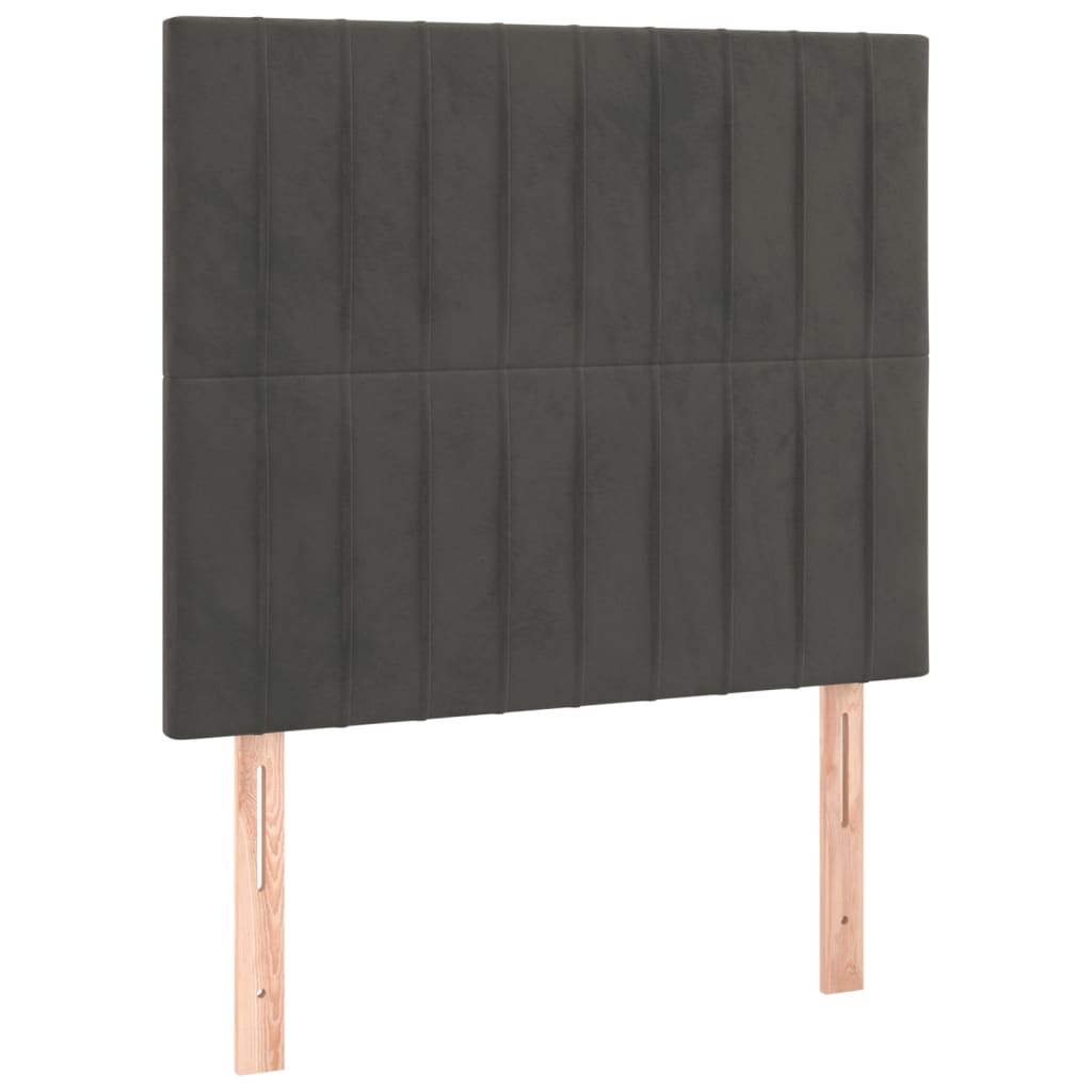 Pat box spring cu saltea, gri închis, 90x200 cm, catifea