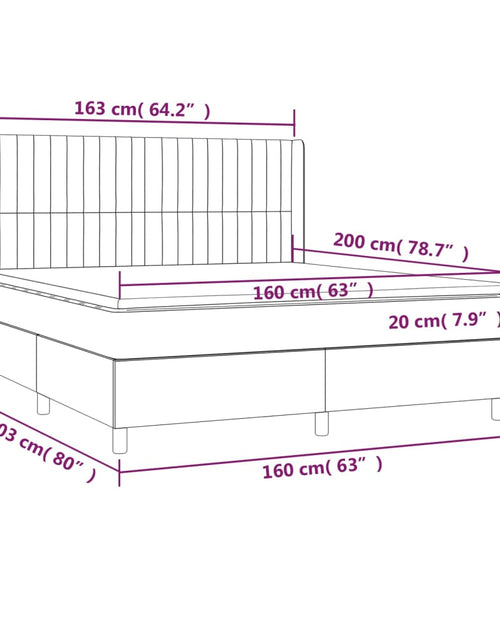 Загрузите изображение в средство просмотра галереи, Pat box spring cu saltea, gri deschis, 160x200 cm, catifea
