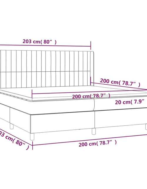 Загрузите изображение в средство просмотра галереи, Pat box spring cu saltea, gri deschis, 200x200 cm, catifea
