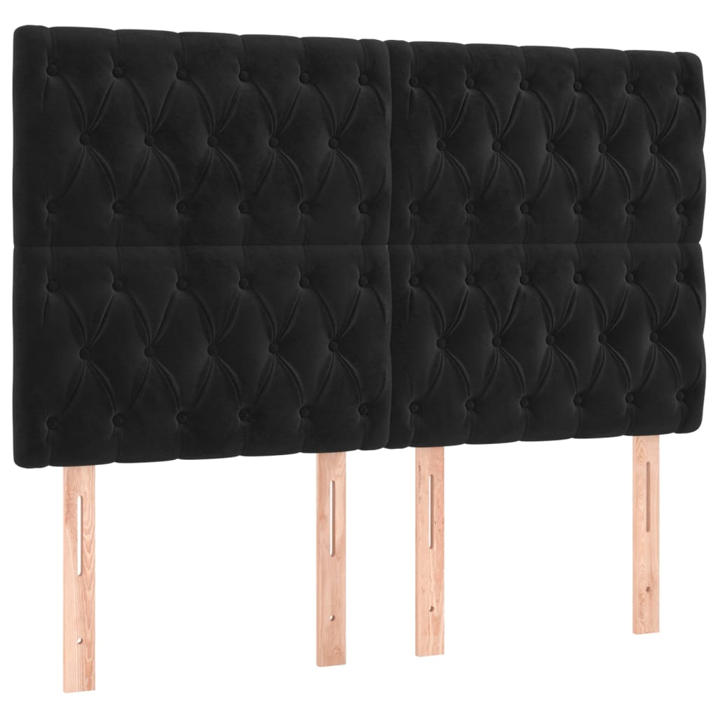 Pat box spring cu saltea, negru, 160x200 cm, catifea