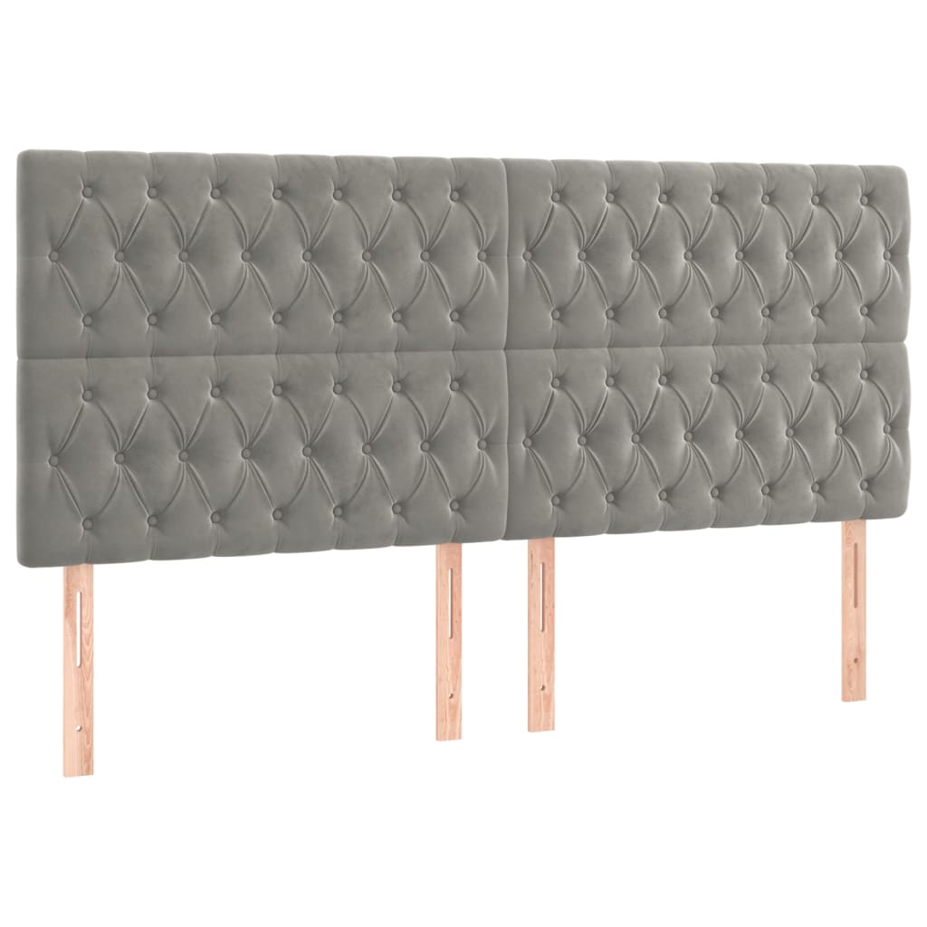 Pat box spring cu saltea, gri deschis, 180x200 cm, catifea