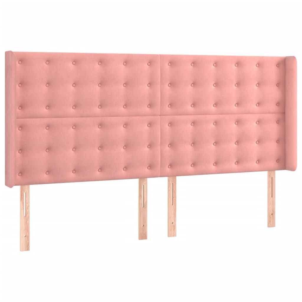 Pat box spring cu saltea, roz, 200x200 cm, catifea