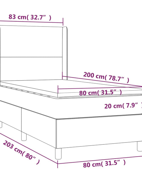 Загрузите изображение в средство просмотра галереи, Pat cu arcuri, saltea și LED, negru, 80x200 cm, textil
