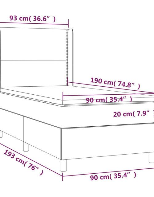 Загрузите изображение в средство просмотра галереи, Pat cu arcuri, saltea și LED, negru, 90x190 cm, textil
