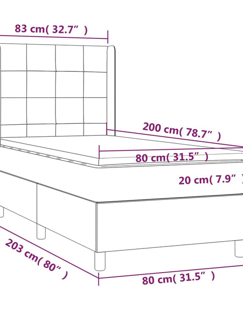 Загрузите изображение в средство просмотра галереи, Pat cu arcuri, saltea și LED, gri taupe, 80x200 cm, textil
