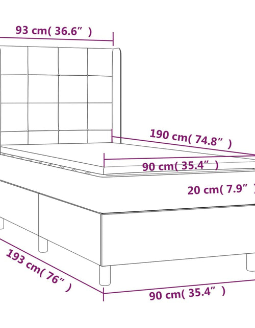 Загрузите изображение в средство просмотра галереи, Pat cu arcuri, saltea și LED, negru, 90x190 cm, textil
