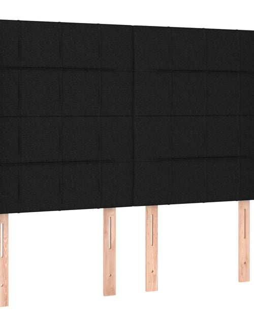Încărcați imaginea în vizualizatorul Galerie, Pat cu arcuri, saltea și LED, negru, 140x190 cm, textil
