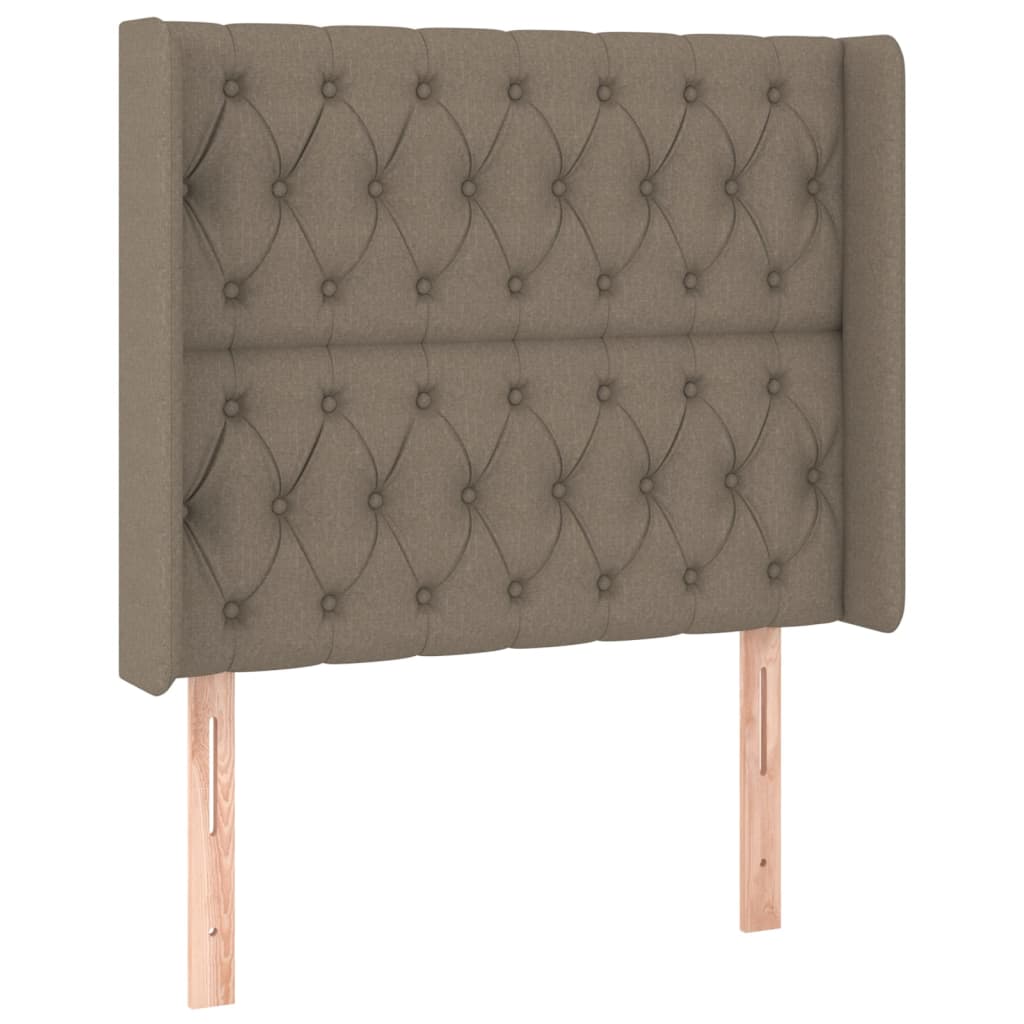 Pat cu arcuri, saltea și LED, gri taupe, 90x190 cm, textil