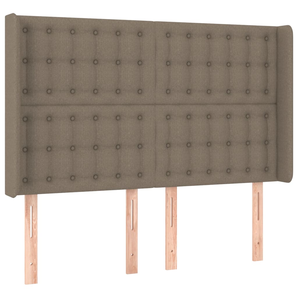 Pat cu arcuri, saltea și LED, gri taupe, 140x190 cm, textil