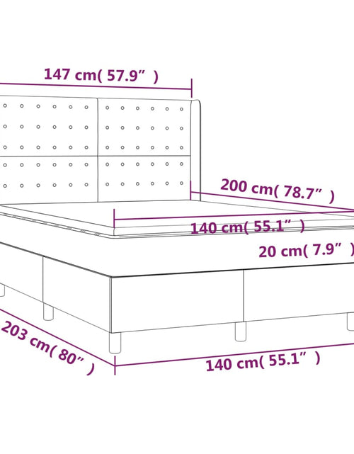 Загрузите изображение в средство просмотра галереи, Pat cu arcuri, saltea și LED, gri taupe, 140x200 cm, textil
