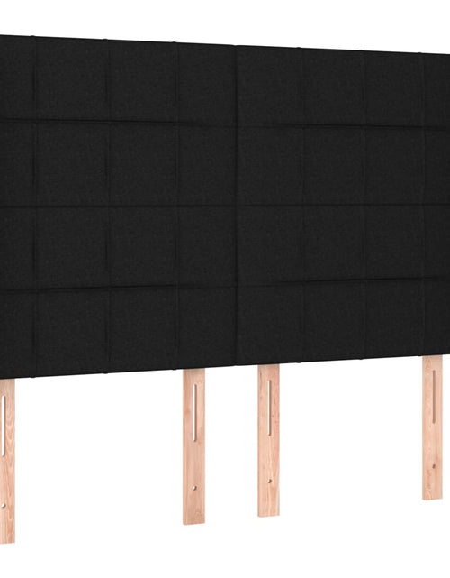 Încărcați imaginea în vizualizatorul Galerie, Pat cu arcuri, saltea și LED, negru, 140x200 cm, textil
