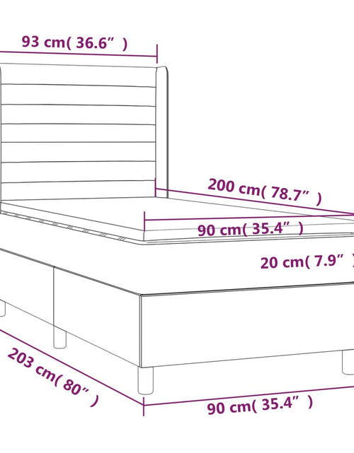 Загрузите изображение в средство просмотра галереи, Pat cu arcuri, saltea și LED, crem, 90x200 cm, textil
