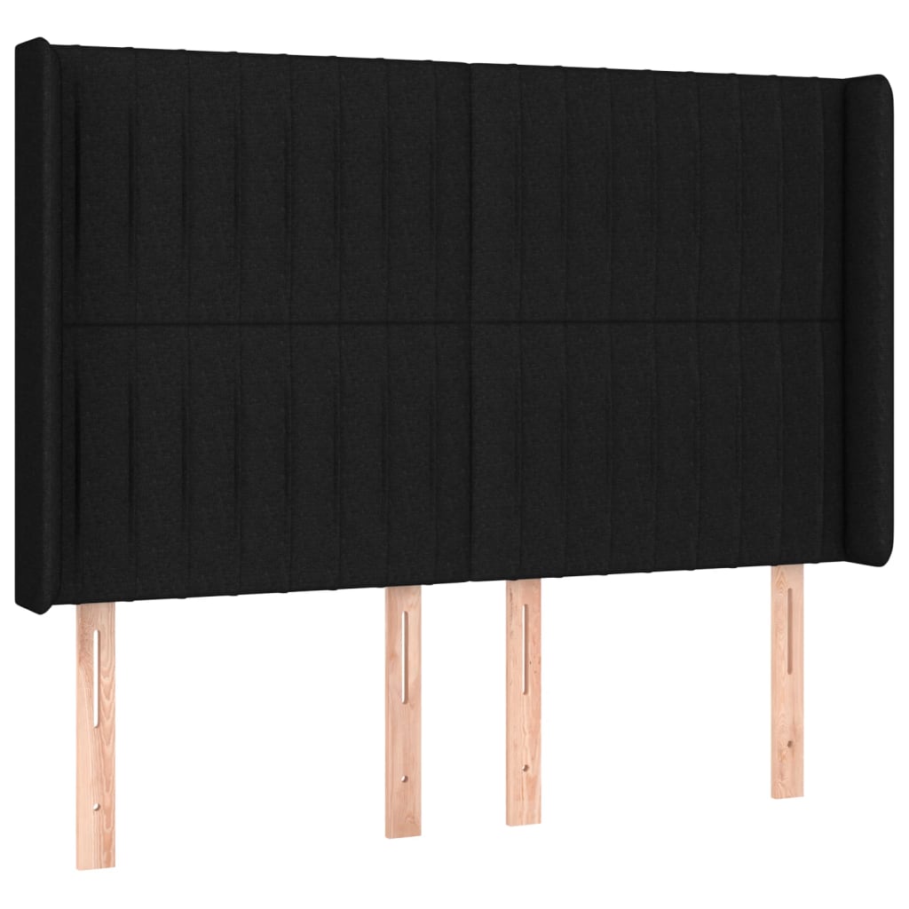 Pat cu arcuri, saltea și LED, negru, 140x190 cm, textil