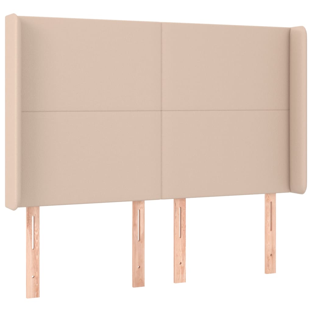 Pat box spring cu saltea, cappuccino, 140x190cm piele ecologică