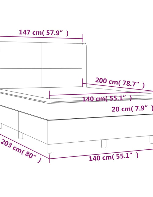 Încărcați imaginea în vizualizatorul Galerie, Pat cu arcuri, cu saltea și LED, alb, 100x200 cm, piele eco
