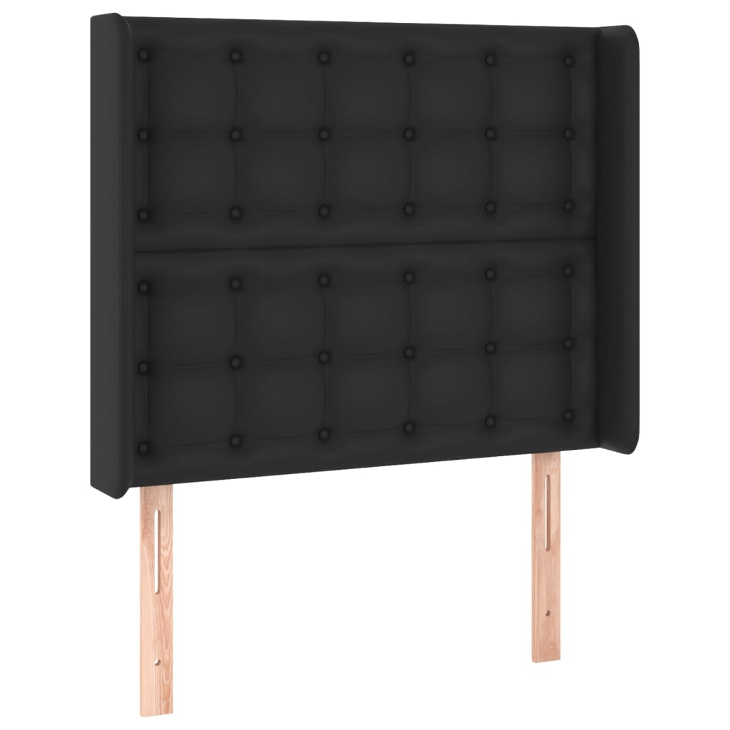 Pat cu arcuri, saltea și LED, negru, 90x190 cm, piele ecologică