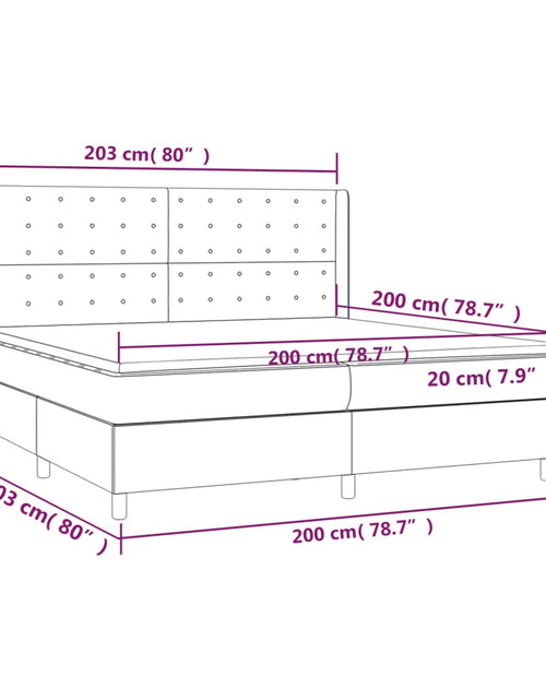 Încărcați imaginea în vizualizatorul Galerie, Pat cu arcuri, saltea și LED, alb, 200x200 cm, piele ecologică
